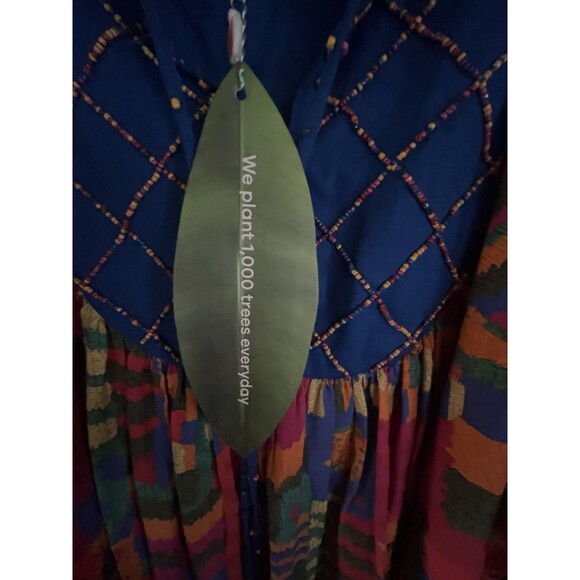 FARM Rio Summer Patches Embroidered Tunic Midi Dress  Size XS NWT - Picture 4 of 8